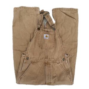 Kids tan carhartt bib double knee overalls